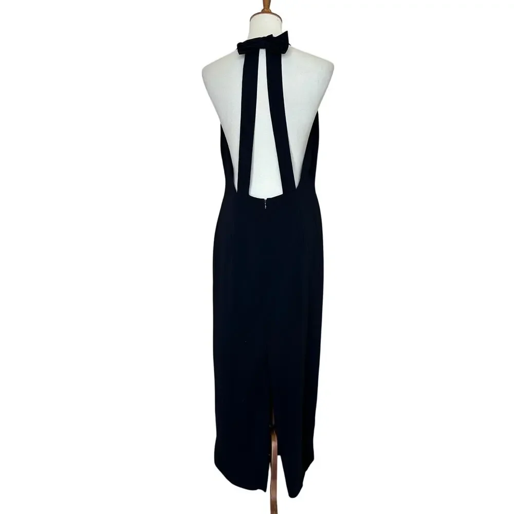 Badgley Mischka Black Bow Gown Size 14 Breakfast Tiffanys Formal Designer $740 - Picture 7 of 11